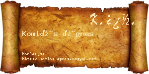 Komlós Ágnes névjegykártya