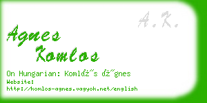 agnes komlos business card